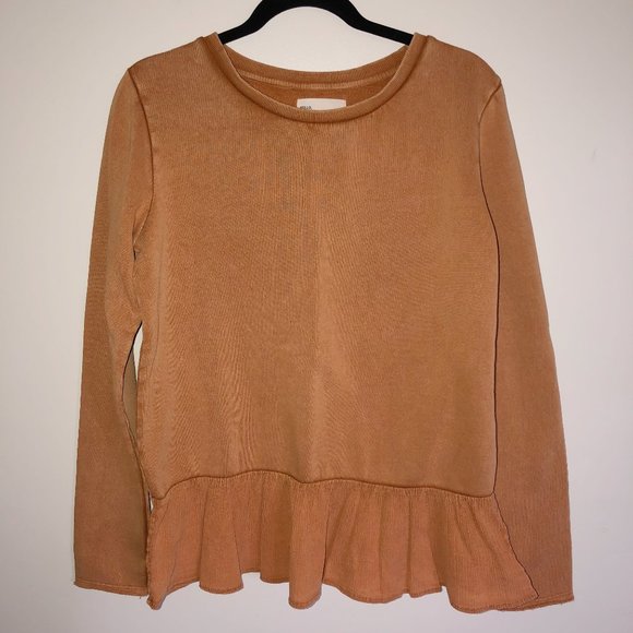 LEON & HARPER Orange Ruffled Sweater - Picture 1 of 6